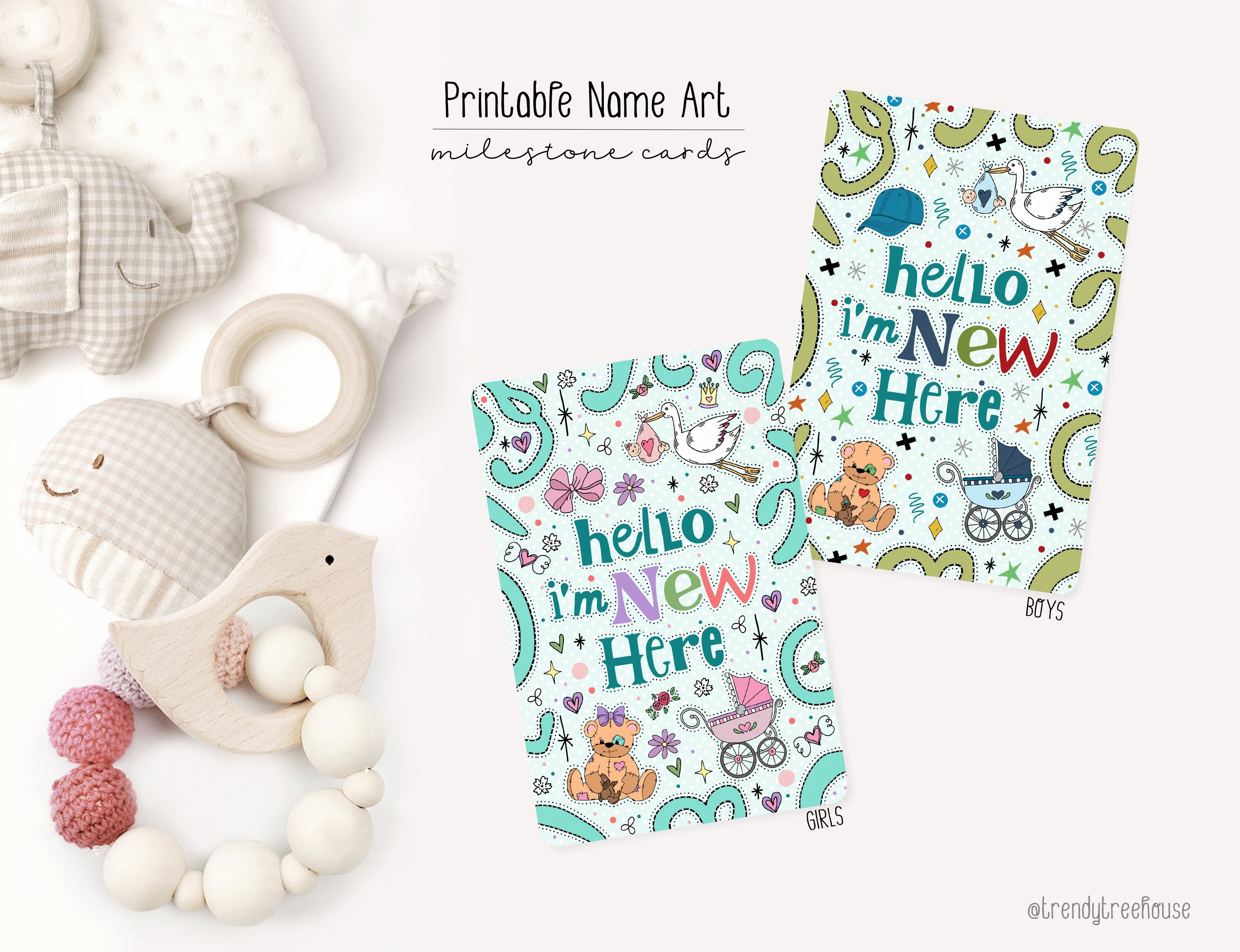Name Art Milestone Cards - digital file