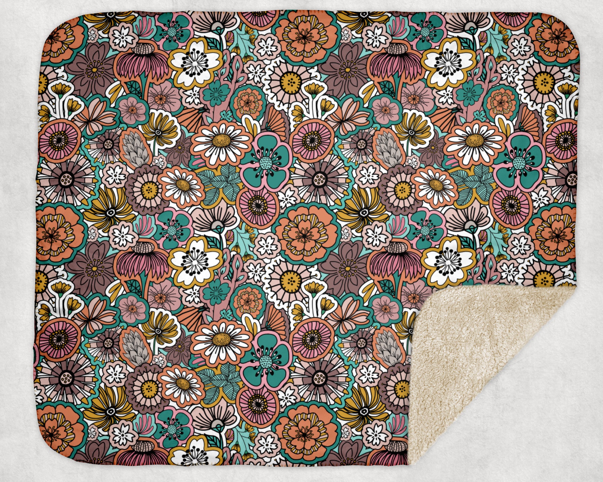 Sticker Book Flower Fields Sherpa Blanket