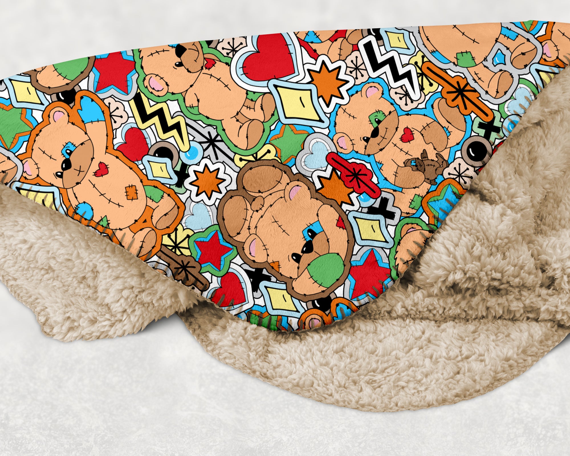 Sticker Book Patchwork Bear - Sherpa blanket