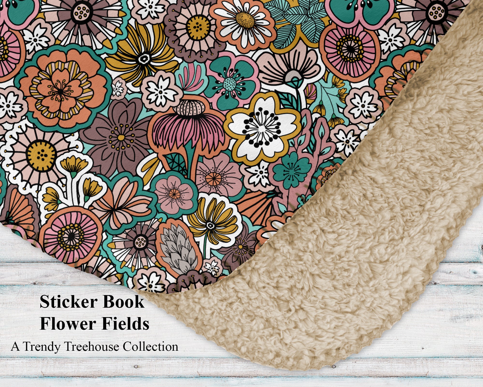 Sticker Book Flower Fields Sherpa Blanket
