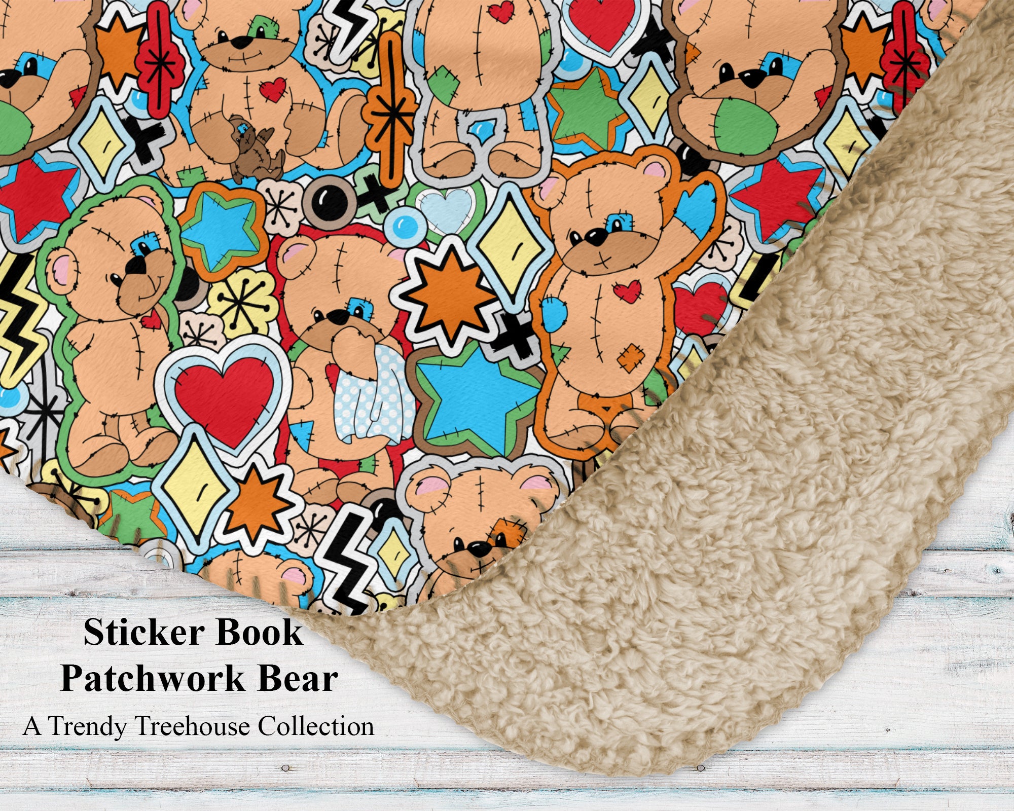 Sticker Book Patchwork Bear - Sherpa blanket