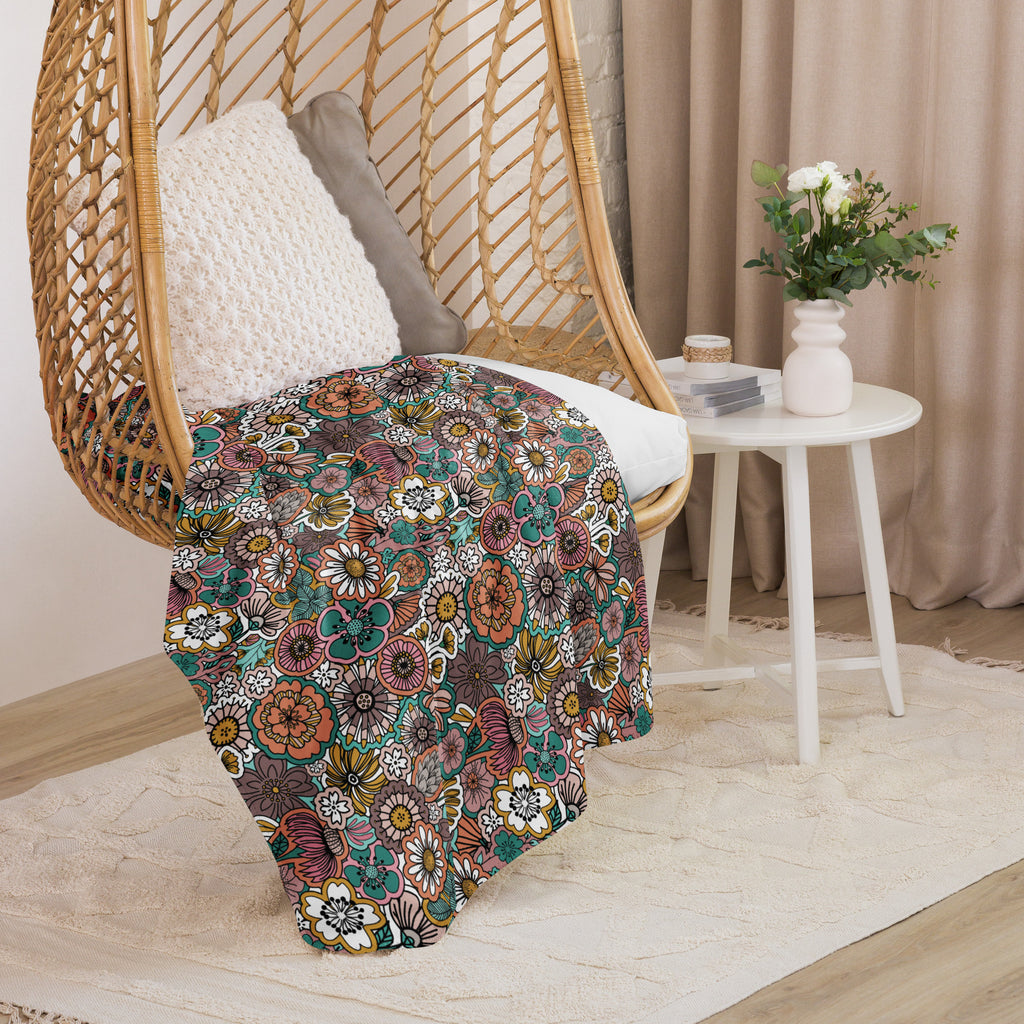 Sticker Book Flower Fields Sherpa Blanket