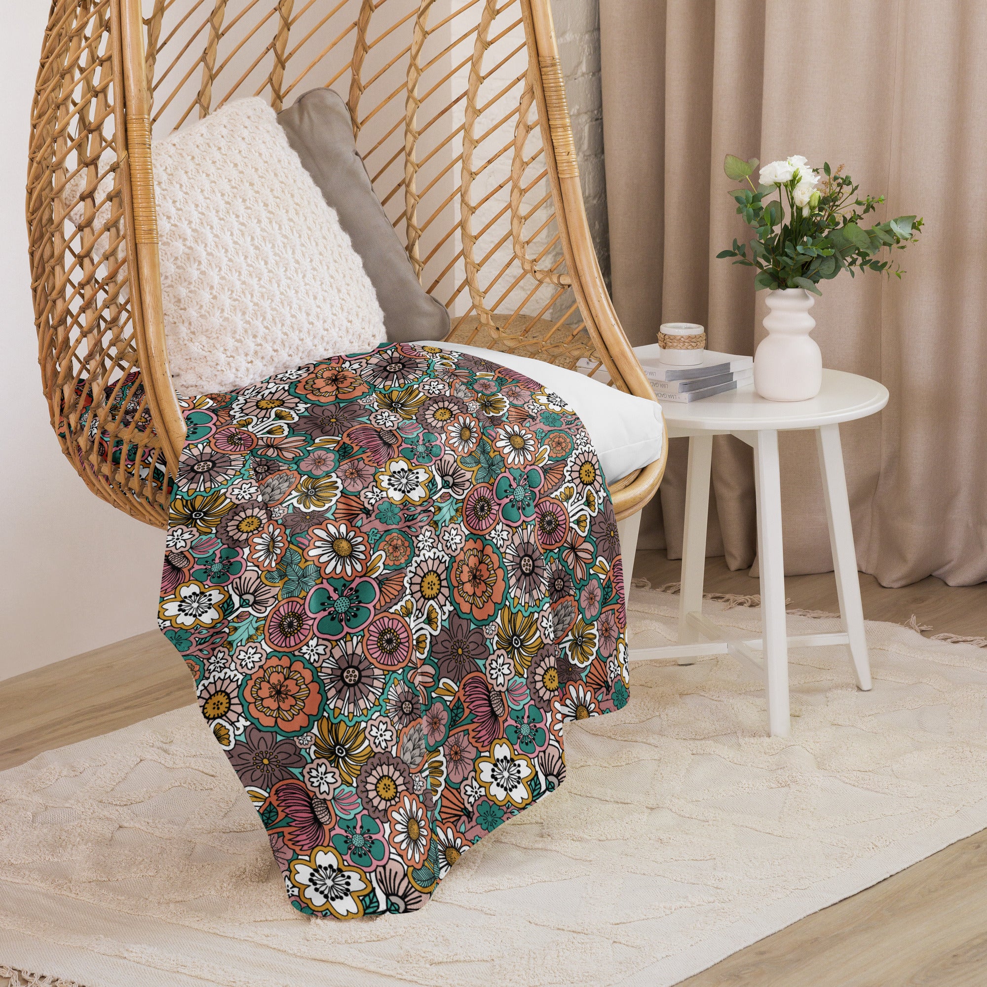 Sticker Book Flower Fields Sherpa Blanket