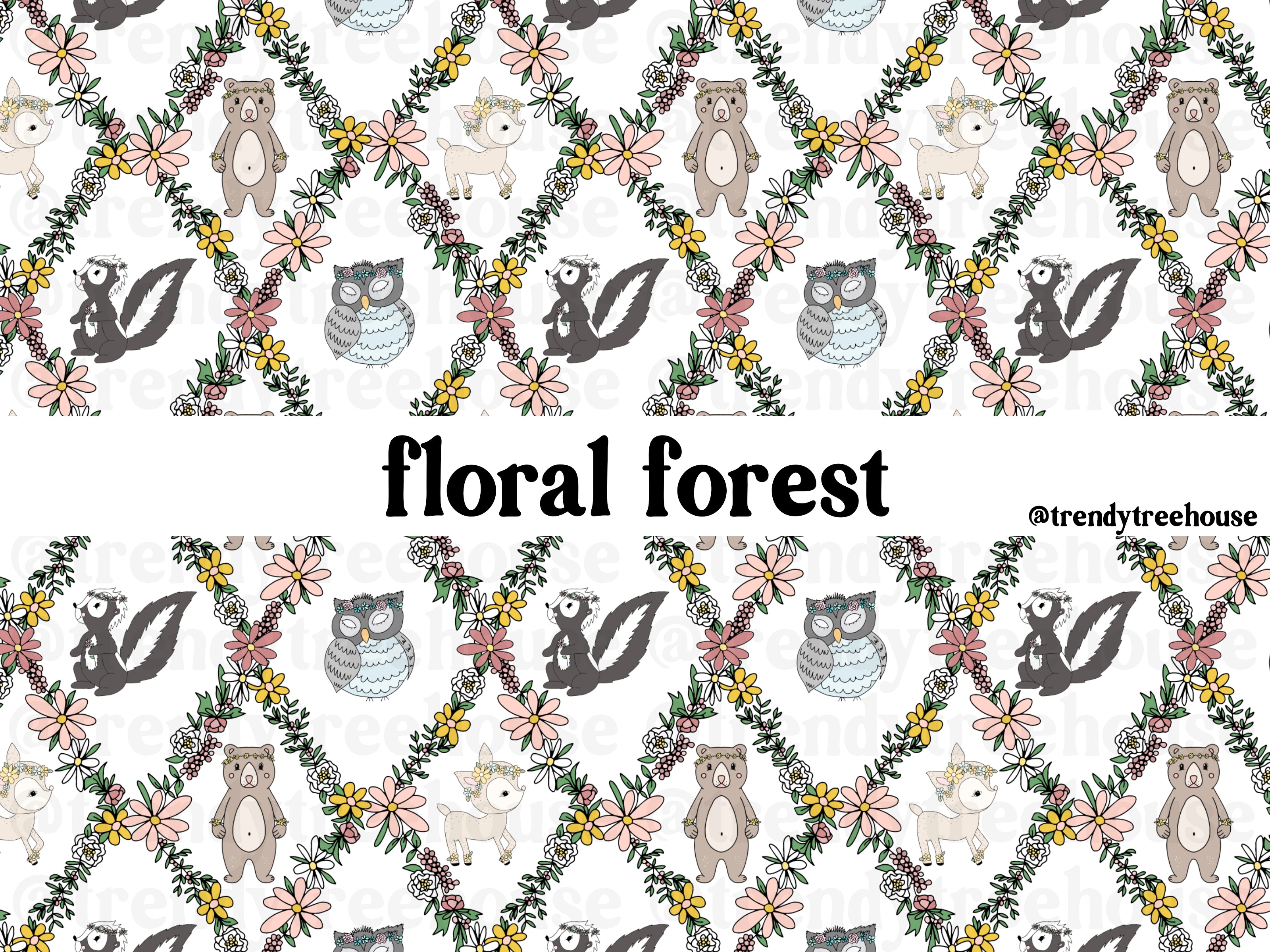 Floral Forest - seamless pattern - digital file